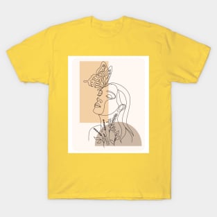 Abstract Face Line Art T-Shirt